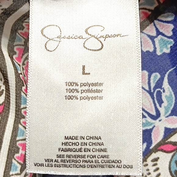 JessicaSimpson EUC Women's Bell Sleeve Blouse, Large, Sheer, Patterned, Gorgeous - Picture 9 of 10